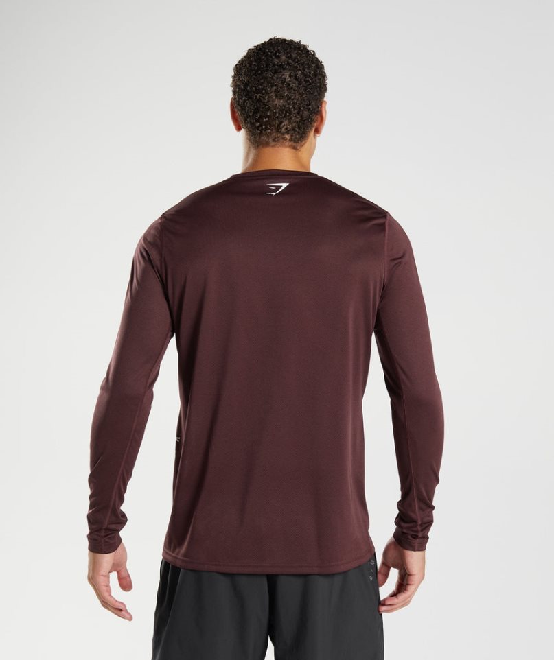 Koszulki Gymshark Sportowe Long Sleeve Męskie Bordowe | PL 783QZW